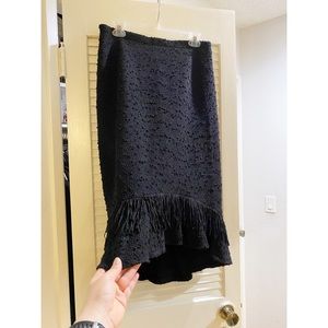 Nanette Lepore High Low Popcorn Knit Tweed Skirt with Fringe